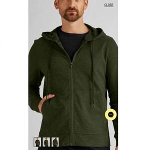 Beyond Yoga Mens Spacedye Full Zip Hoodie Green‎ Featherweight Size M
